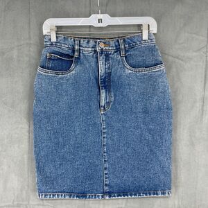 Vintage Y2K Bill Blass Denim Skirt Women 8 Pencil Straight 100% Cotton Hong Kong